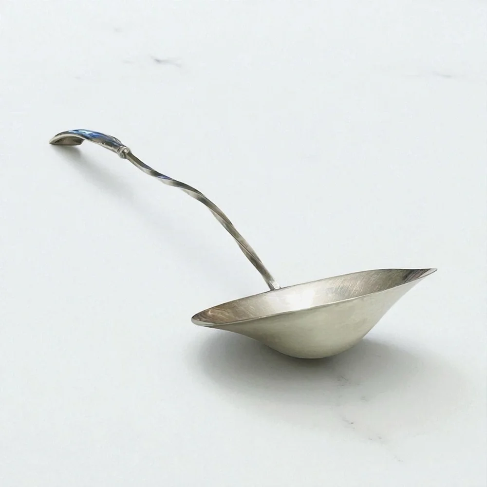 Vintage Silverplate Double Spout Punch Soup Ladle Twisted Handle 16